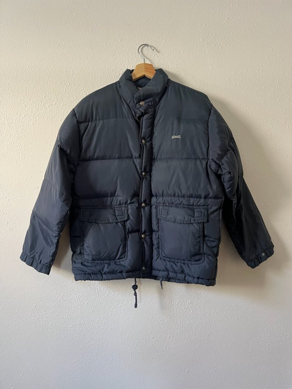 Vintage navy blue Schott puffer jacket
